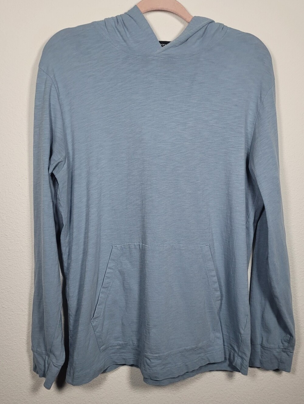 Theory Layer Hoodie Cosmos Sz M Light Blue Peruvian Cotton Long Sleeve Slub Knit